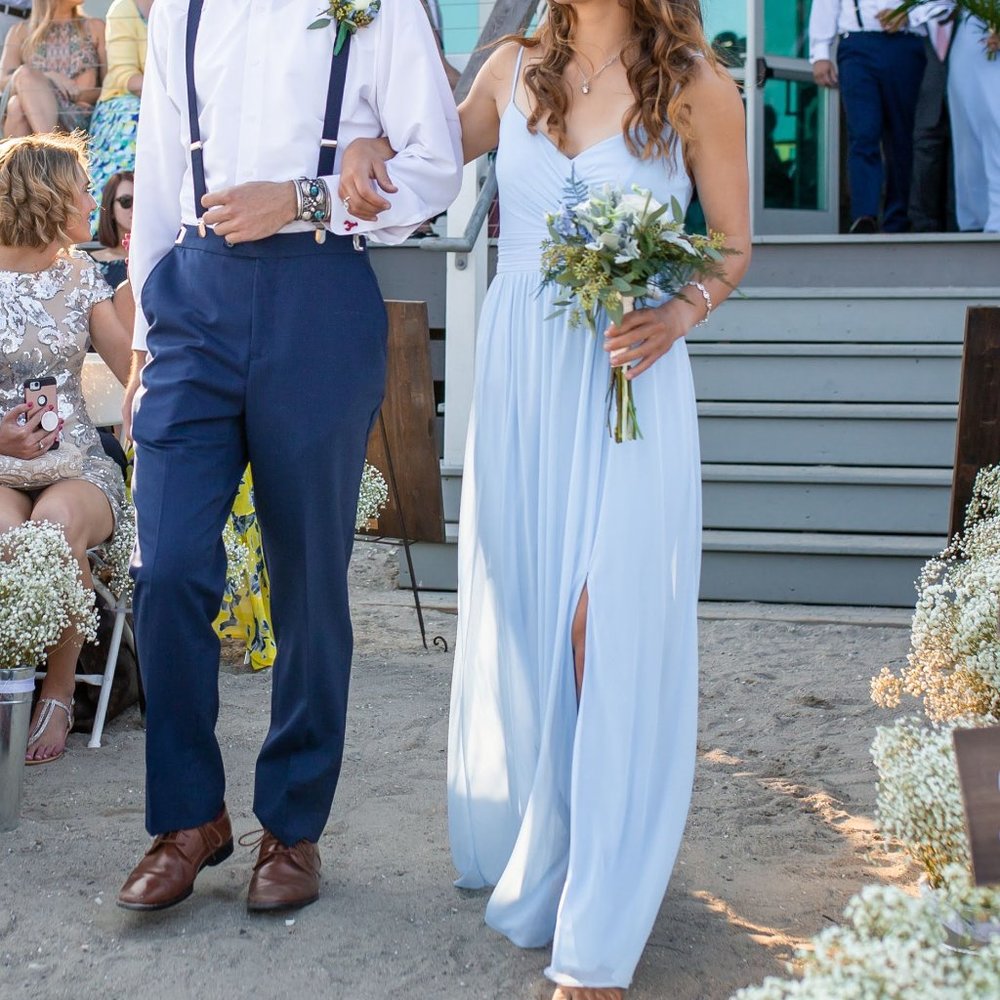 Davids Bridal Ice Blue Bridesmaid dress (size 2)